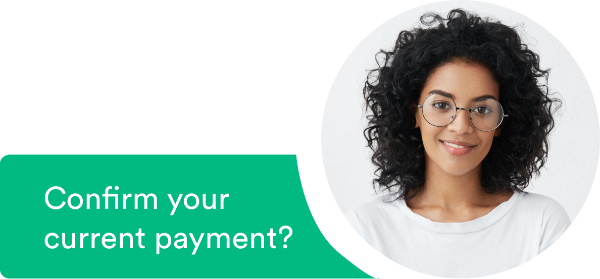 Payment instruction prompt with woman